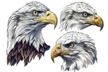 Obraz premium Close-up image of a bald eagle's head with distinctive white feathers and sharp beak