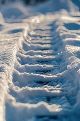 Winter landscape with snowy trails
