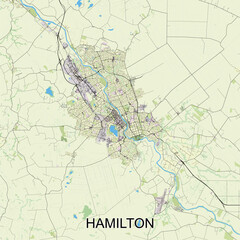 Hamilton, New Zealand map poster art