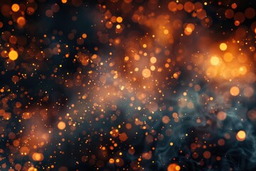 Blurry image of orange lights on a dark black background, ideal for representing ambiance or mood