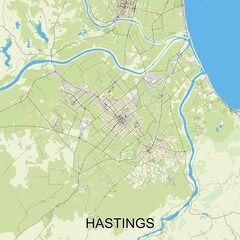 Obraz premium Hastings, New Zealand map poster art