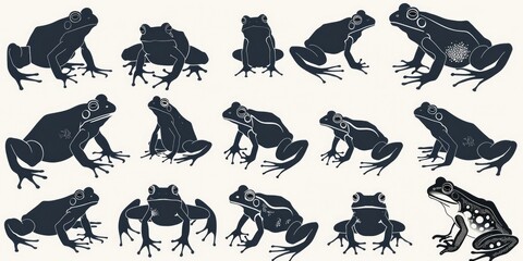 Naklejka premium A group of frogs perched on top of each other, a unique natural formation