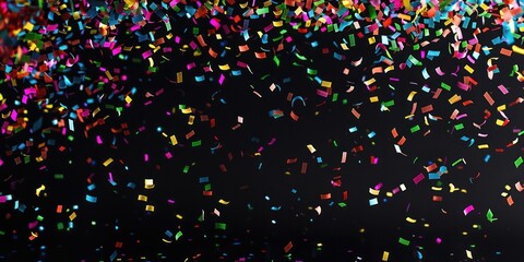 Confetti Falling on Black Background