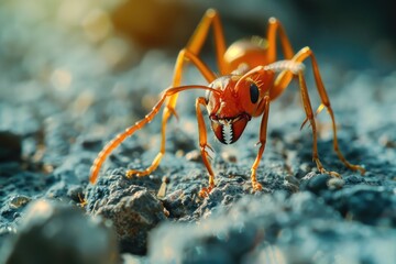 A clear view of a spider sitting on a rock, with its legs and body visible