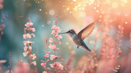 Fototapeta premium hummingbird and flower