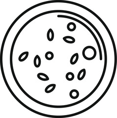 Simple icon of a bowl being filled with sesame oil and seeds