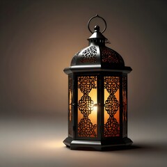 Islamic style lantern design for ramadan celebration with copy space
