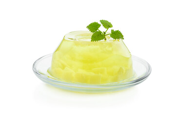 Yellow pineapple jelly isolated on white