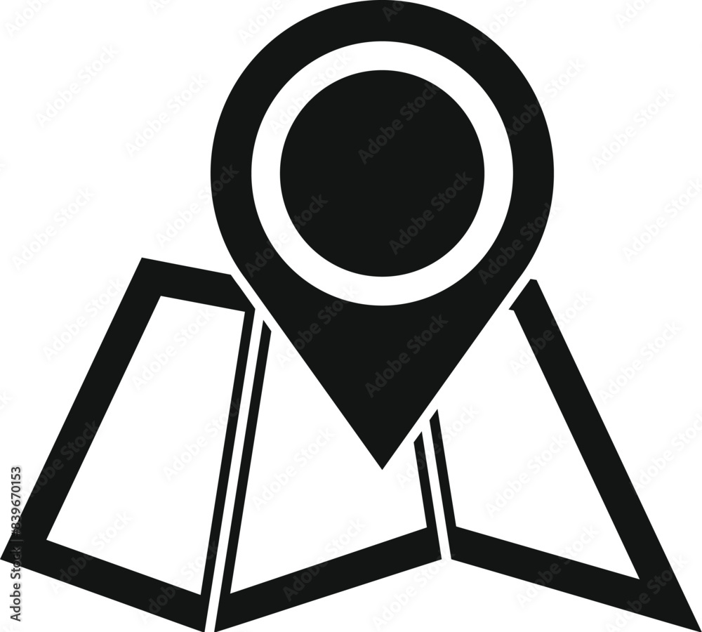 Poster marking a specific destination on a map for easier navigation
