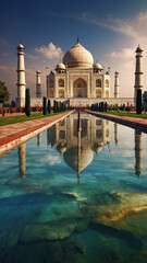 Naklejka premium taj mahal at sunset