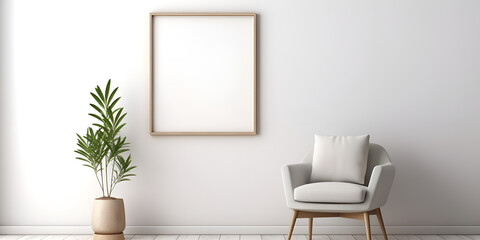 interior of a room with a chair, Minimalist White Photo Frame template 