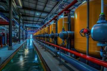 Yellow storage tanks in a industrial setting