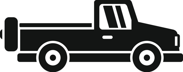 Simple icon of a black pickup truck, often used by farmers and construction workers, in side view