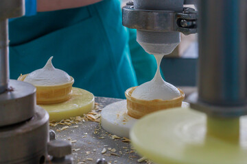 Closeup view of ice cream machine.