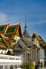 The Temple of the Emerald Buddha, also known as Wat Phra Kaew, is a Buddhist temple located inside the Grand Palace in Bangkok (Thailand)