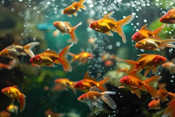 Dynamic aquarium with colorful swimming fish.