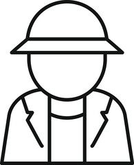 Simple icon of an explorer wearing a hat