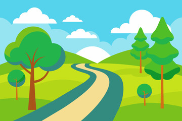 landscape with road illustration