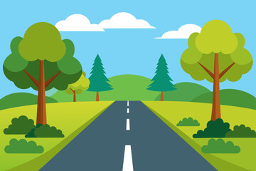 landscape with road illustration