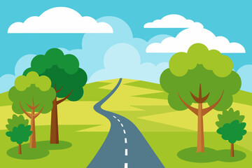 Fototapeta premium landscape with road illustration