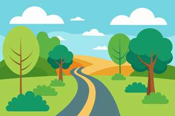 Fototapeta premium landscape with road illustration