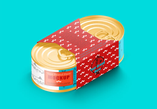 Packaging with Tin Cans Mockup