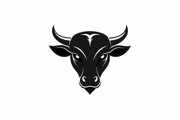 minimalist black cow head logo vector art illustration