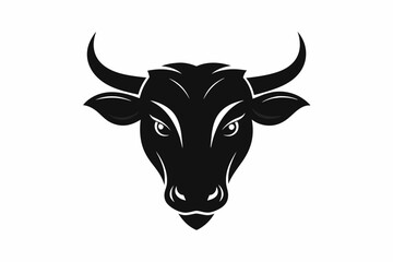 minimalist black cow head logo vector art illustration