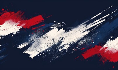 A navy blue, white and red brush stroke pattern The dark navy blue background Generative AI