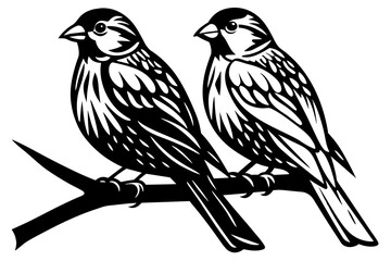  two birds sitting on a branch vector illustration