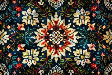 A colorful floral design on a black background