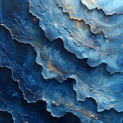 Fototapeta premium A detailed view of a textured marble in shades of blue and gold
