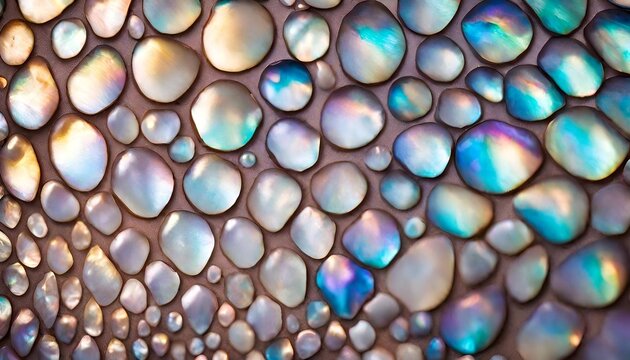 Abstract mother of pearl background. Circular and iridescent shapes, elegant surface.