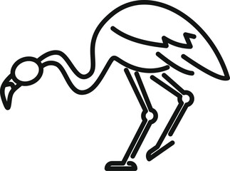 Graceful wading bird is depicted with its head down, foraging in the shallow water