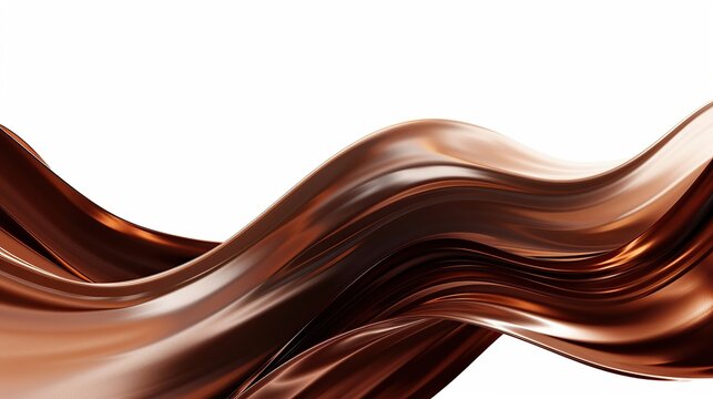 Rich chocolate brown wave abstract background, warm and comforting, isolated on white