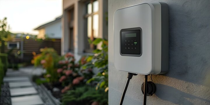 Home EV charger cable for wallbox electric vehicle charging station. Concept EV Chargers, Wallbox, Home Charging, Electric Vehicles, Charging Cables