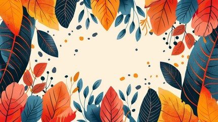modern thanksgiving banner design featuring vibrant fall leaves with a retro pop art twist for a colorful autumn vibe