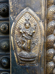 Doorway detail at entrance to the Patan Museum in Durbar Square in Kathmandu, Nepa