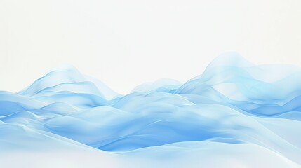 Soft sky blue wave abstract design, calm and expansive, isolated on a white backdrop