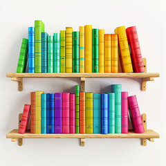 Modern Bookshelf with Colorful Educational Books for Knowledge Seekers