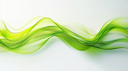 Vibrant lime green wave abstract design, zesty and bright, isolated on a white backdrop