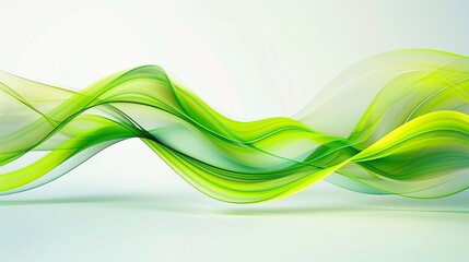 Vibrant lime green wave abstract design, zesty and bright, isolated on a white backdrop