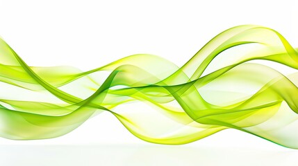 Vibrant lime green wave abstract design, zesty and bright, isolated on a white backdrop