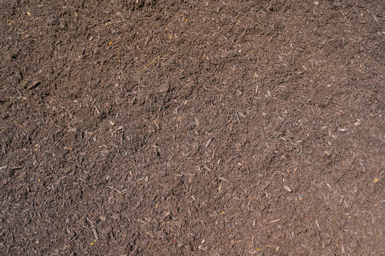 high angle view of mulch background in garden