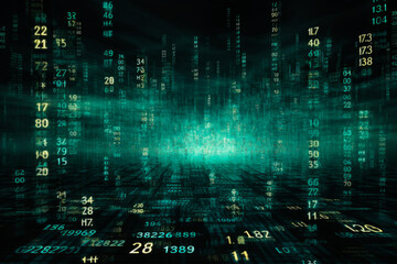 Obraz premium Green and Yellow Digital Binary Data Computer Background
