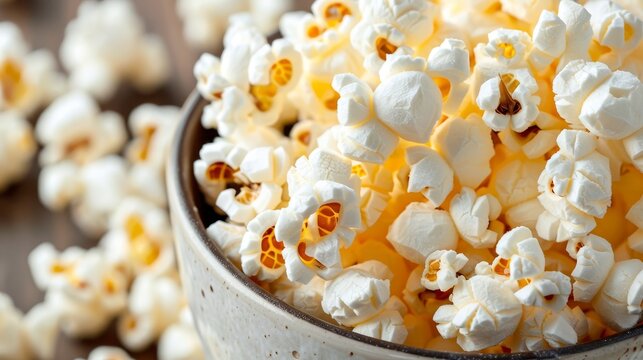 Popcorn background  a creative display of popped corn kernels for a unique visual appeal