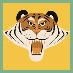 Chinese tiger face vectpr illustration