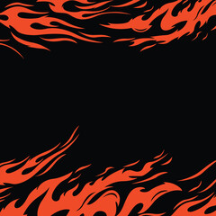 Burning fire illustration square background