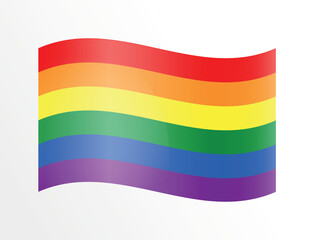 Waving LGBT Pride flag icon logo on a white background. Rainbow flag LGBT pride month card poster. LGBT Pride flag, LGBT Pride Month, LGBT Gay Pride