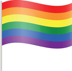 Waving LGBT Pride flag icon logo on a transparent background. Rainbow flag LGBT pride month card poster. LGBT Pride flag, LGBT Pride Month, LGBT Gay Pride
